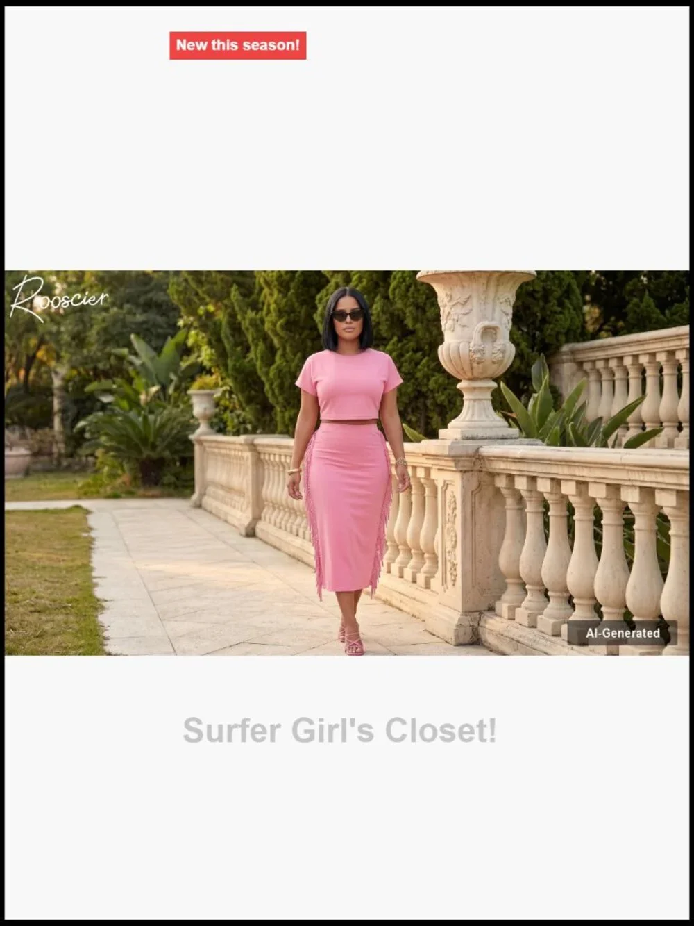 2 Piece Outfit Crop Top Tassel Trim Bodycon Midi Skirt Set